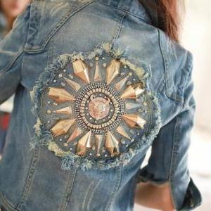 2014 Fashion Women Blue Jeans Jacket Autumn..