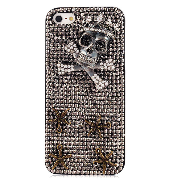 Bling Rhinestone 3D Queen Crown Skull Shining Skin IPhone 5S Back Cover