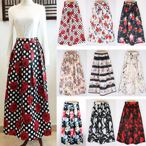 Vintage Women 100cm Long Skirt New Fashion Autumn Winter Casual