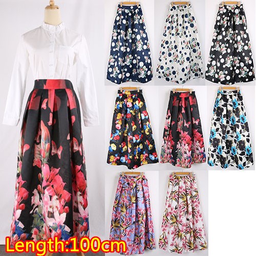 Floral Printed Maxi Skirt Women S Skirt Vintage Women 100cm Long